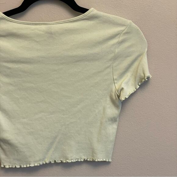 Disney H&M S Bambi cropped short sleeve top Thumper yellow green ruffle - Picture 7 of 8
